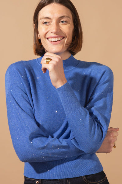 Cropped Glitter High Neck Jumper