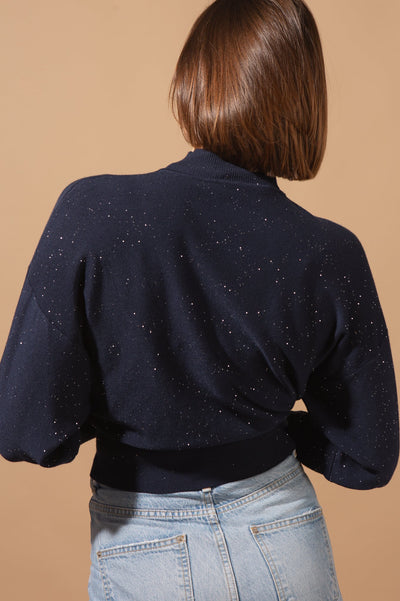 Cropped Glitter High Neck Jumper