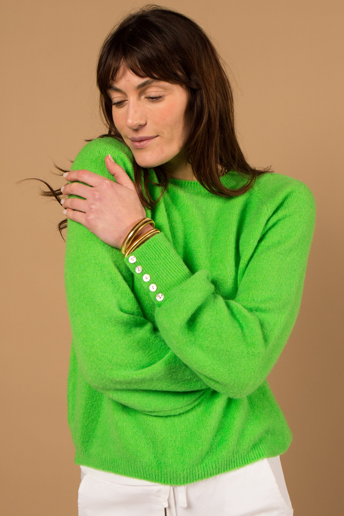 Alpaca Blend Button Cuff Jumper