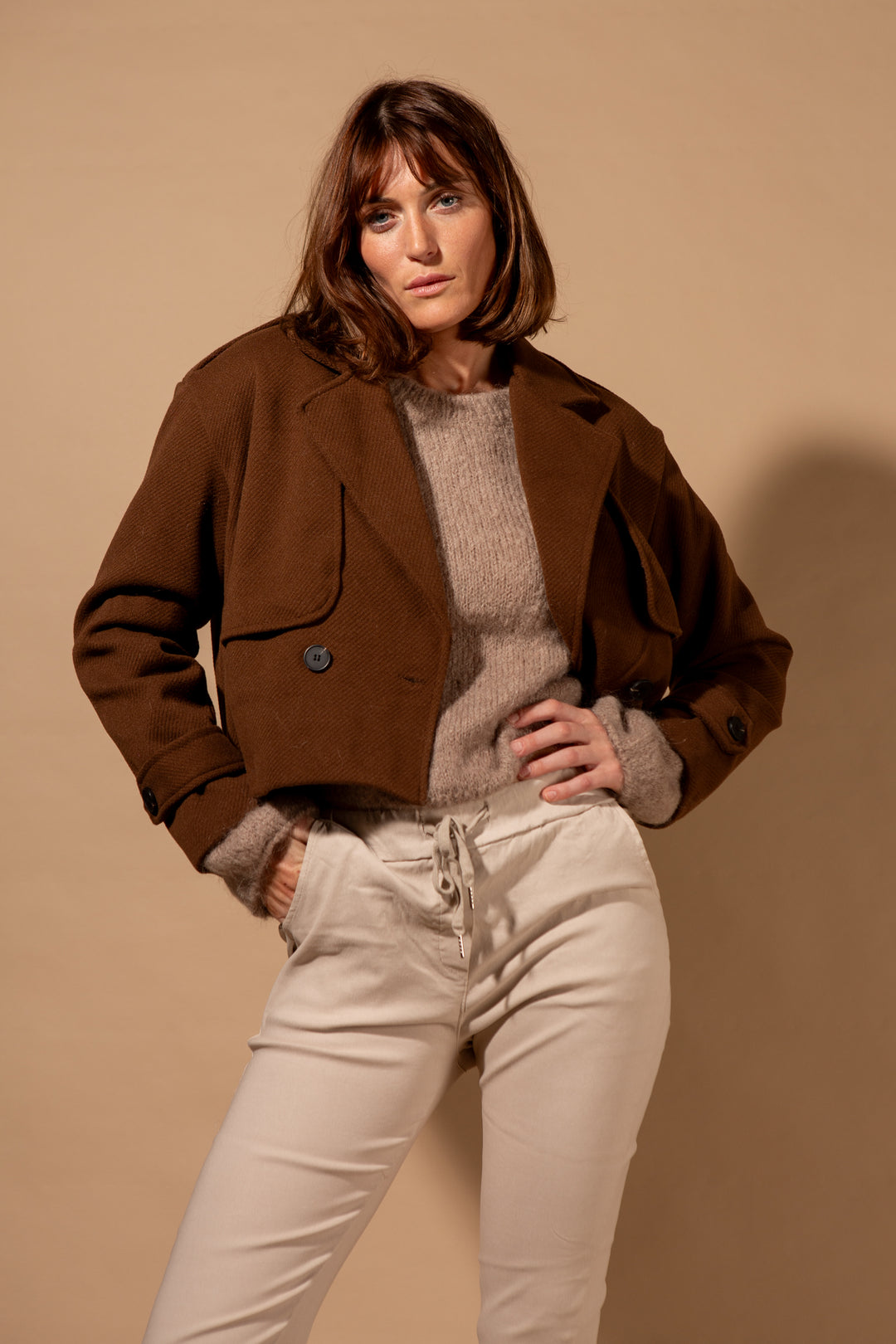 Double Breasted Cropped Jacket
