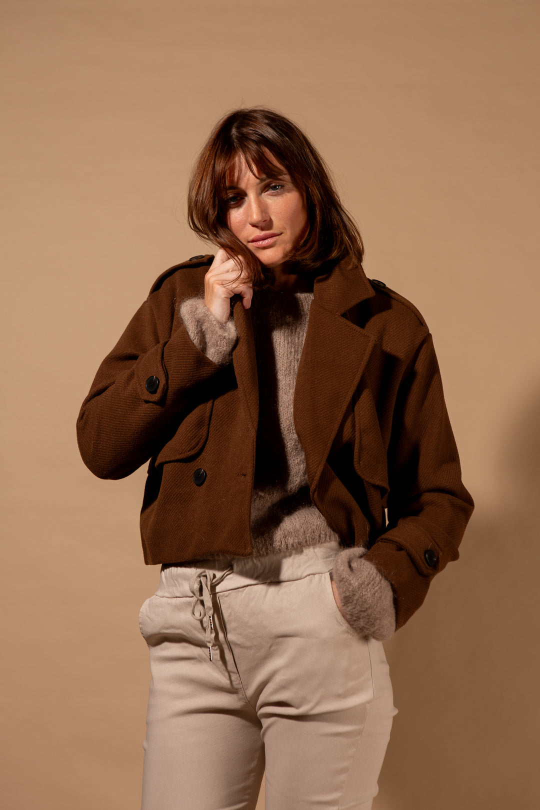 Double Breasted Cropped Jacket
