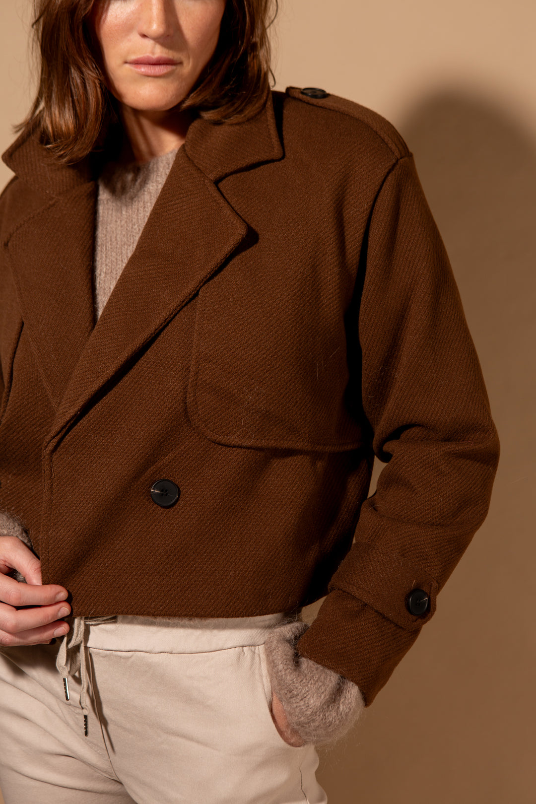 Double Breasted Cropped Jacket