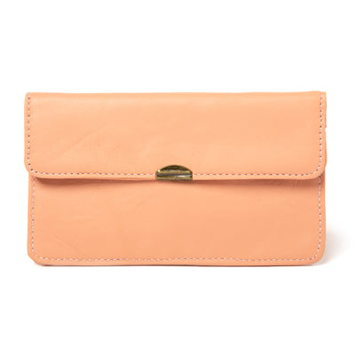 Dove Wallet in candy floss pink  with stitching detail and press stud fastening