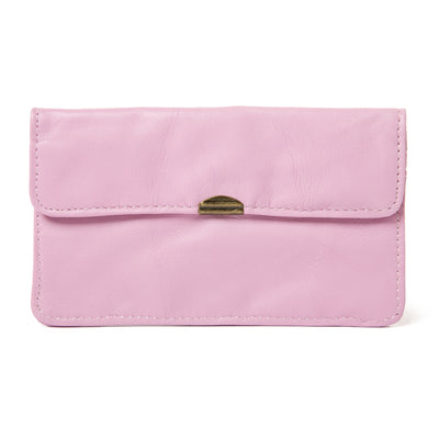 Dove Wallet in baby pink with stitching detail and press stud fastening