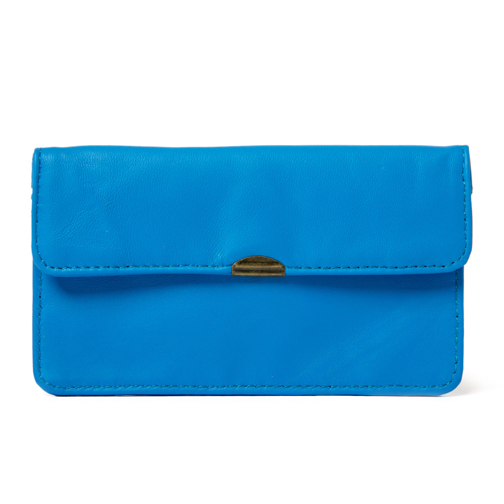 Dove Wallet in royal blue with stitching detail and press stud fastening
