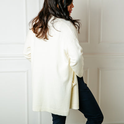 The cream white Essentials Knit Cardigan made from a super soft blend of viscose and nylon