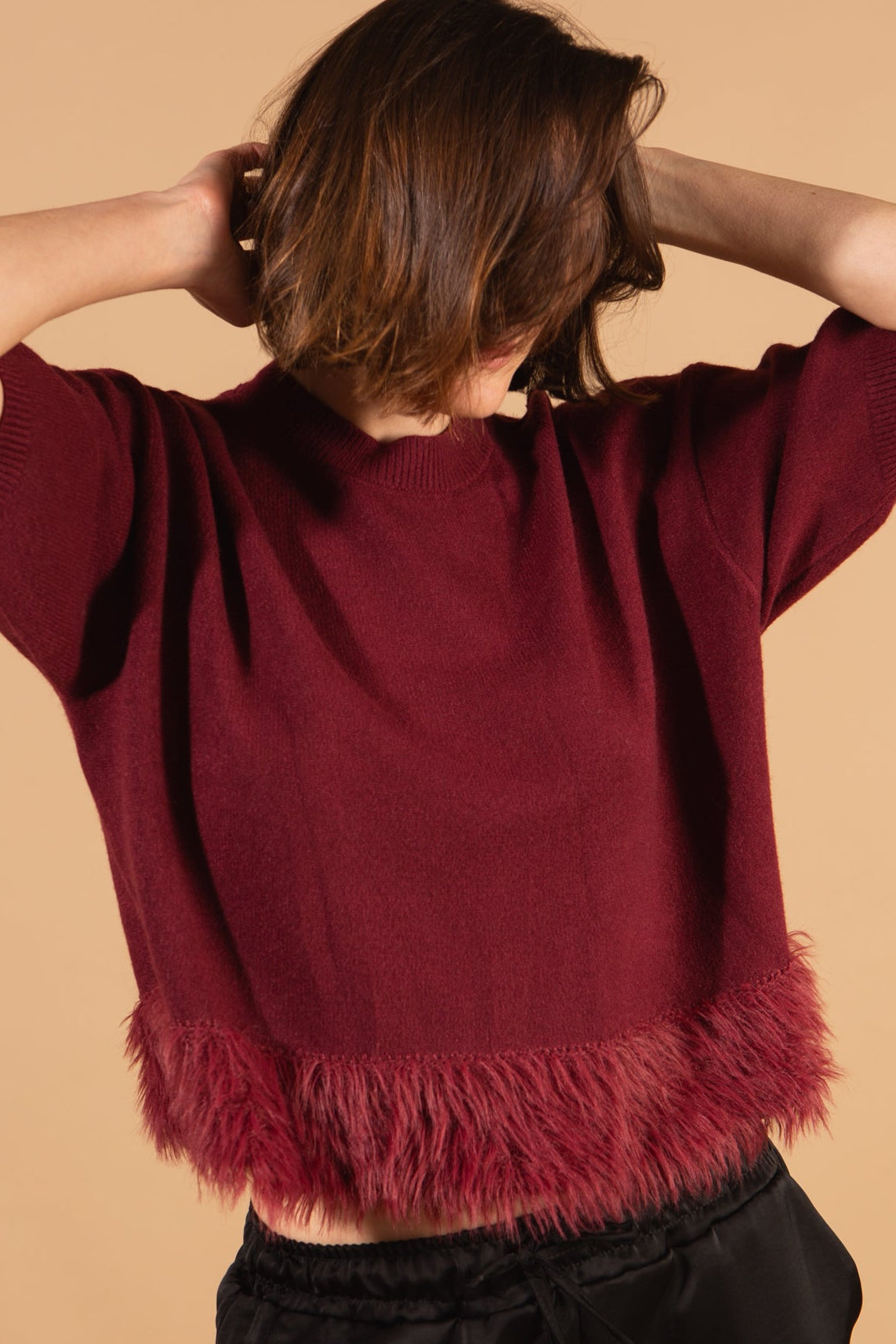 Faux Feather Trim Jumper