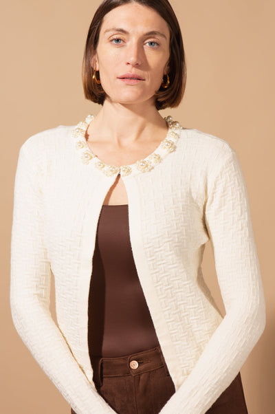 Faux Pearl Detail Cardigan