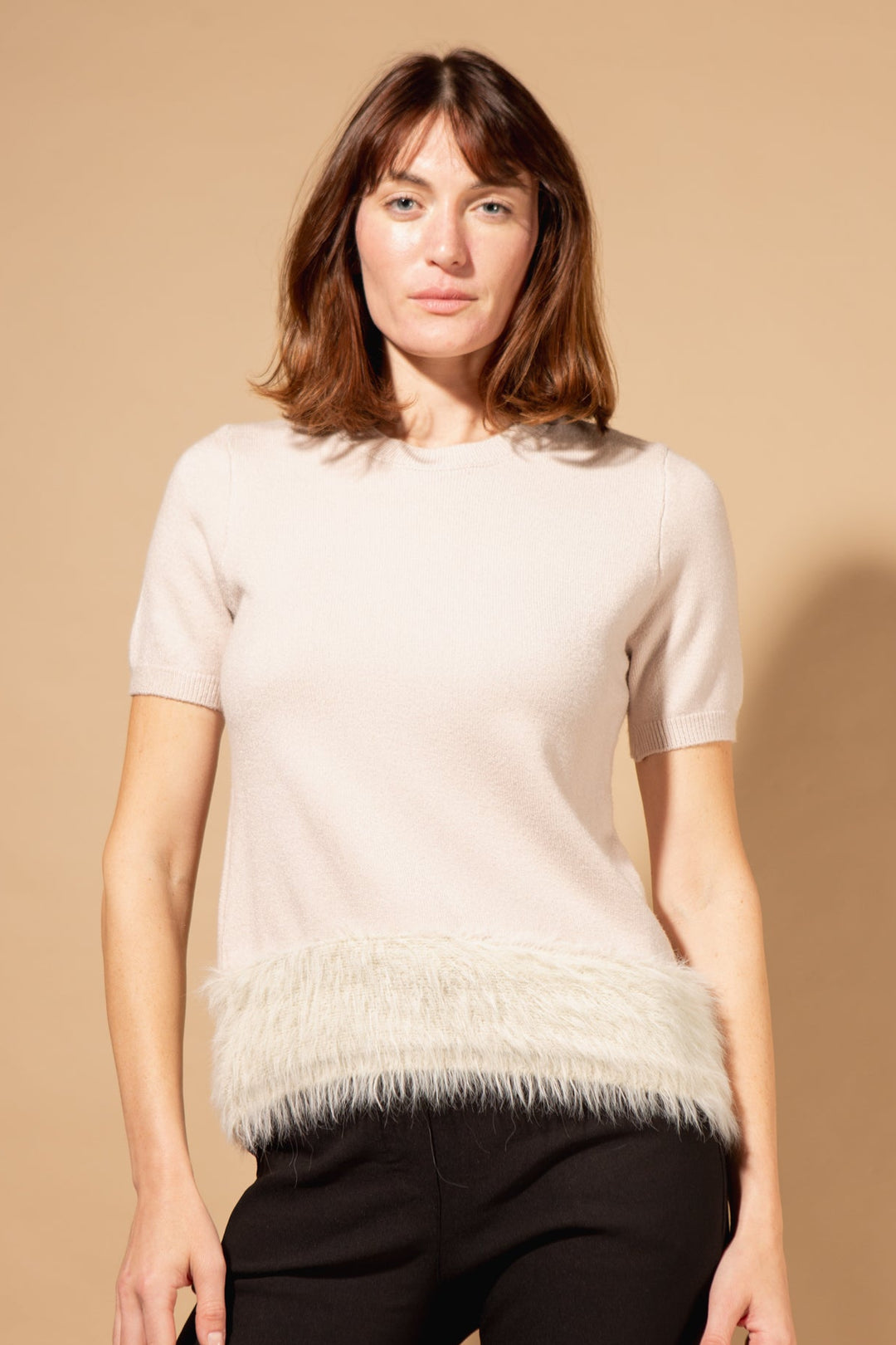 Faux Feather Trim Jumper