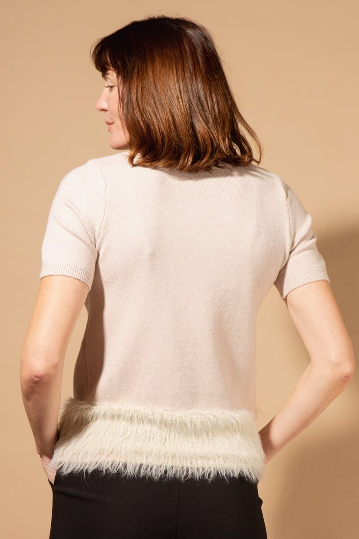 Faux Feather Trim Jumper