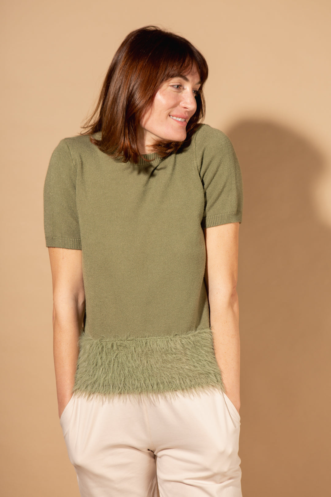 Faux Feather Trim Jumper