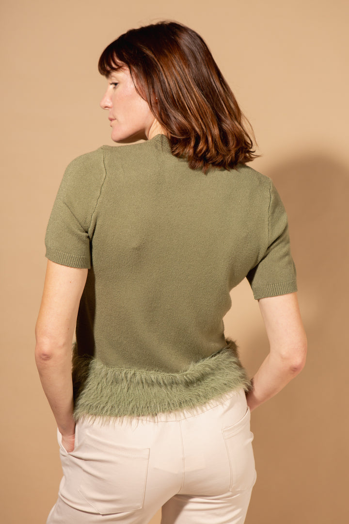 Faux Feather Trim Jumper