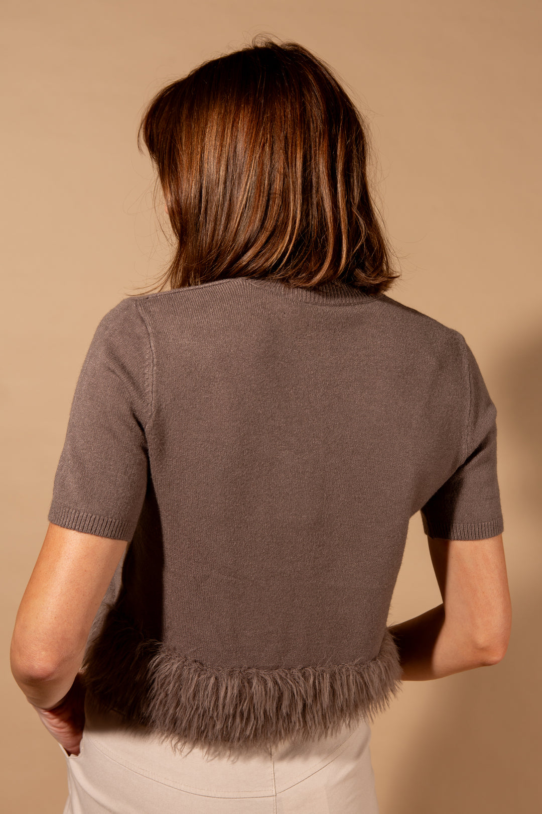 Faux Feather Trim Jumper