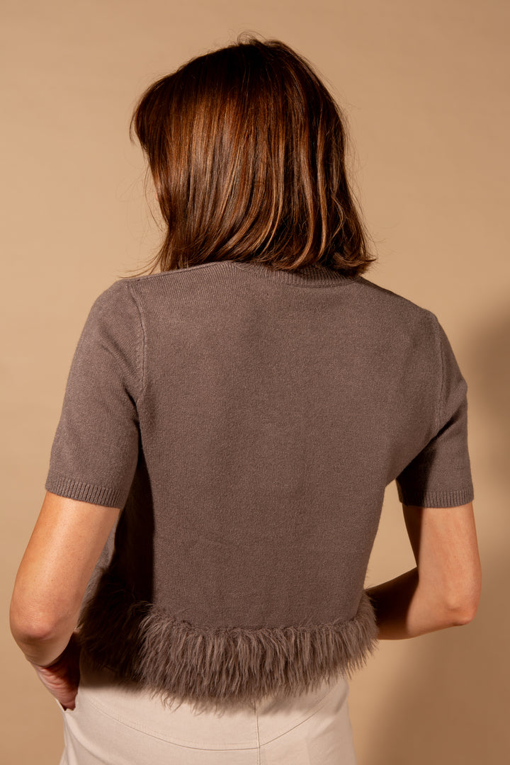 Faux Feather Trim Jumper