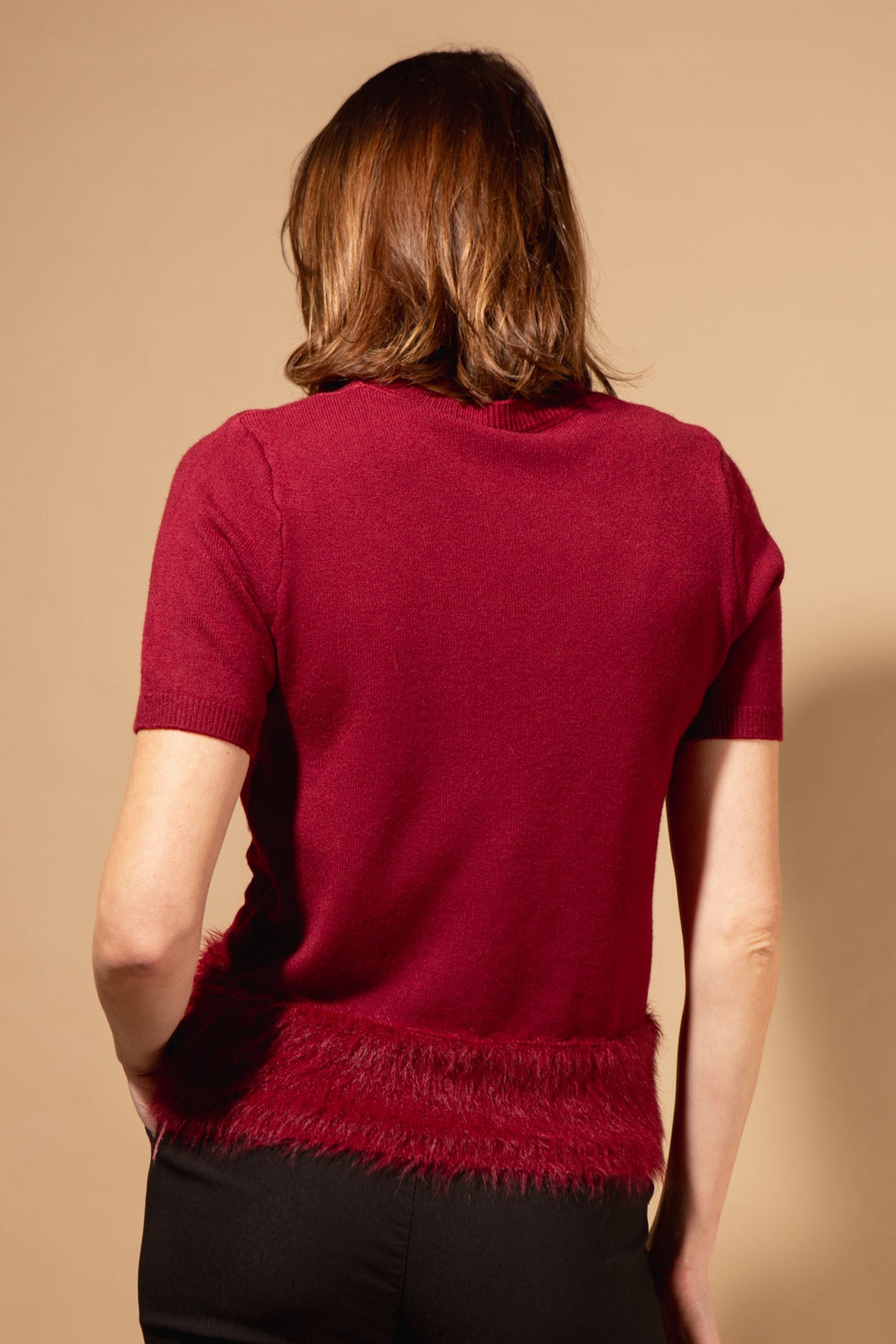 Faux Feather Trim Jumper