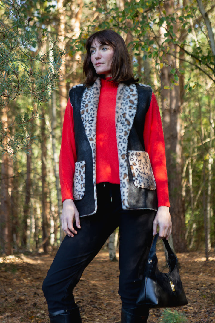 Faux Fur Leopard Print Gilet