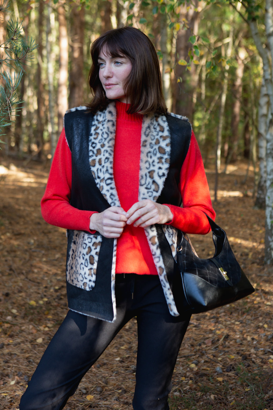 Faux Fur Leopard Print Gilet