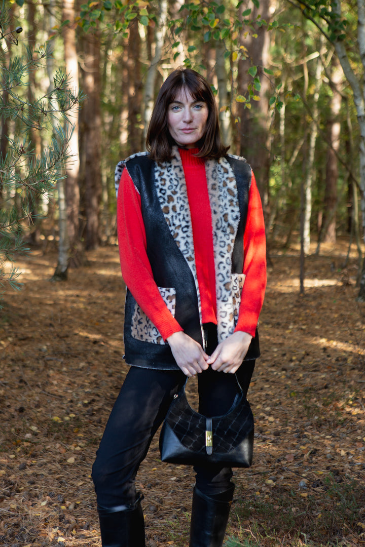 Faux Fur Leopard Print Gilet