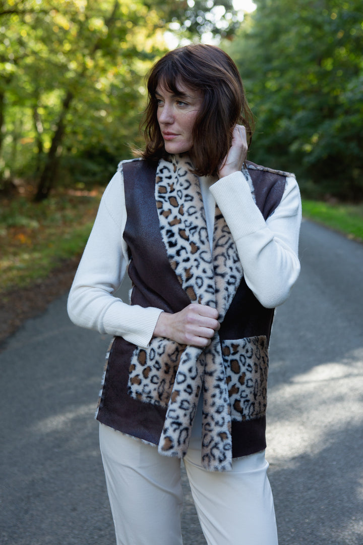 Faux Fur Leopard Print Gilet