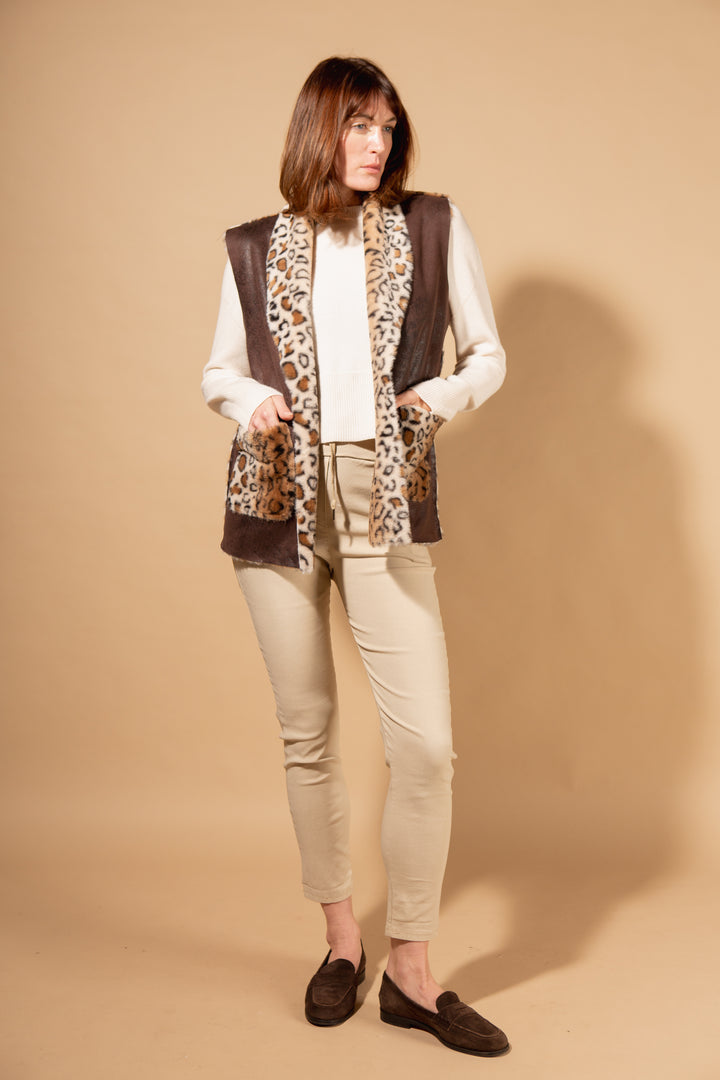 Faux Fur Leopard Print Gilet