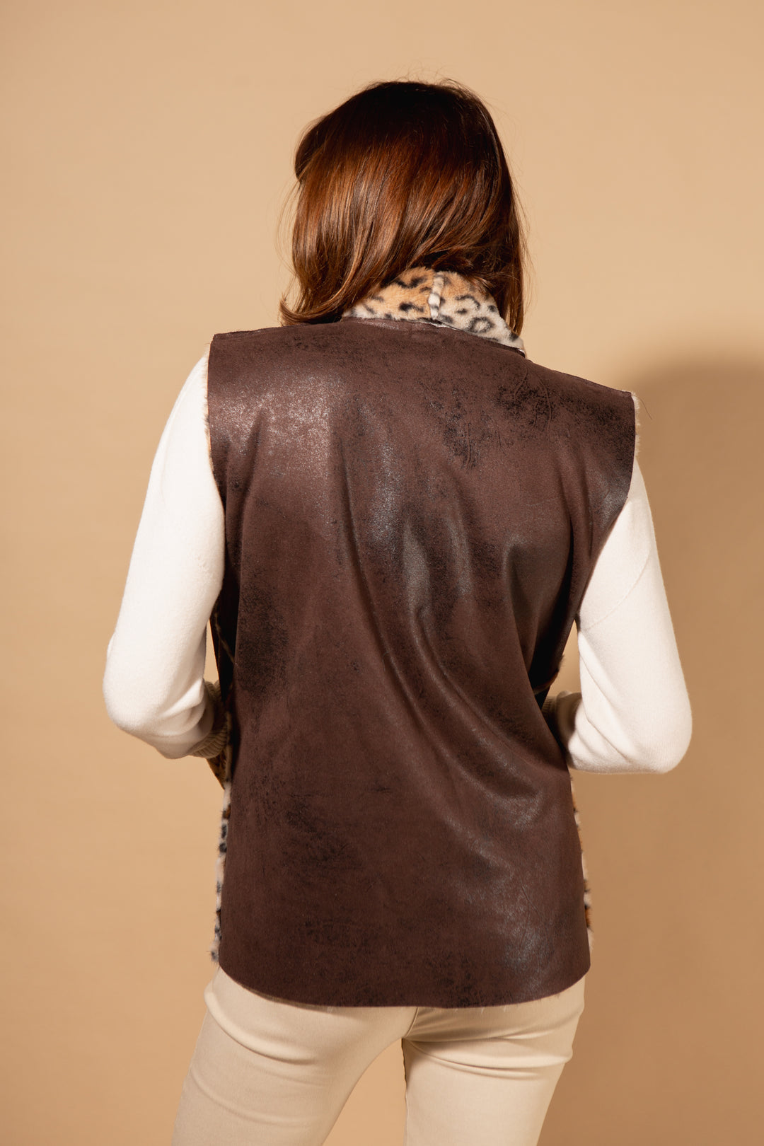 Faux Fur Leopard Print Gilet