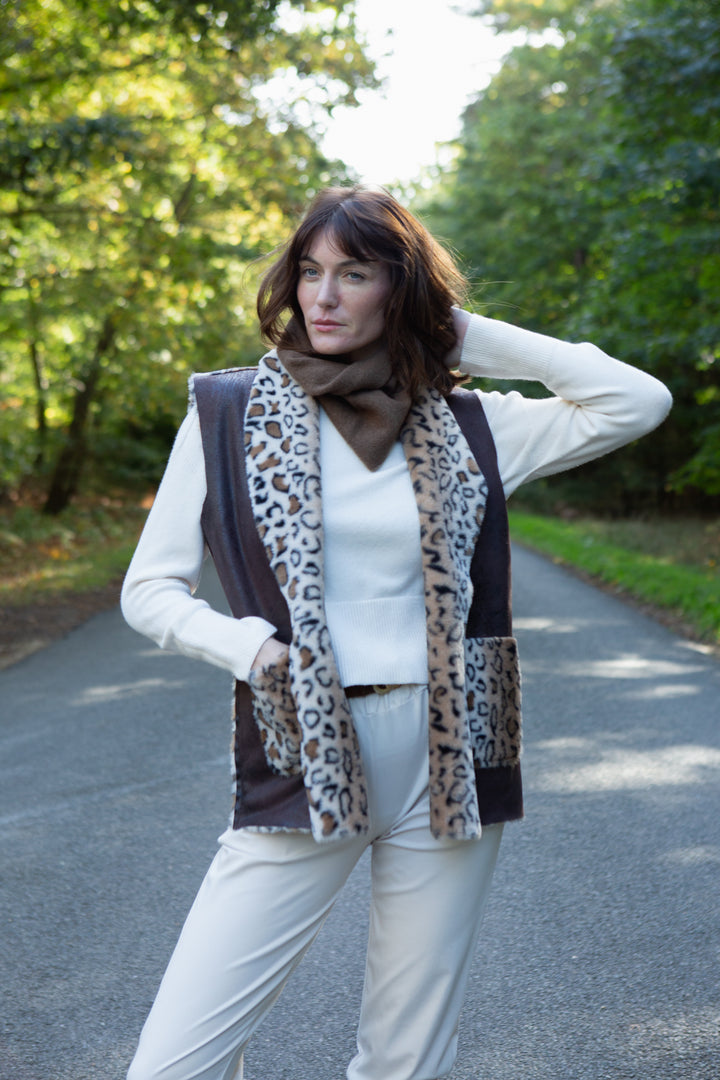 Faux Fur Leopard Print Gilet