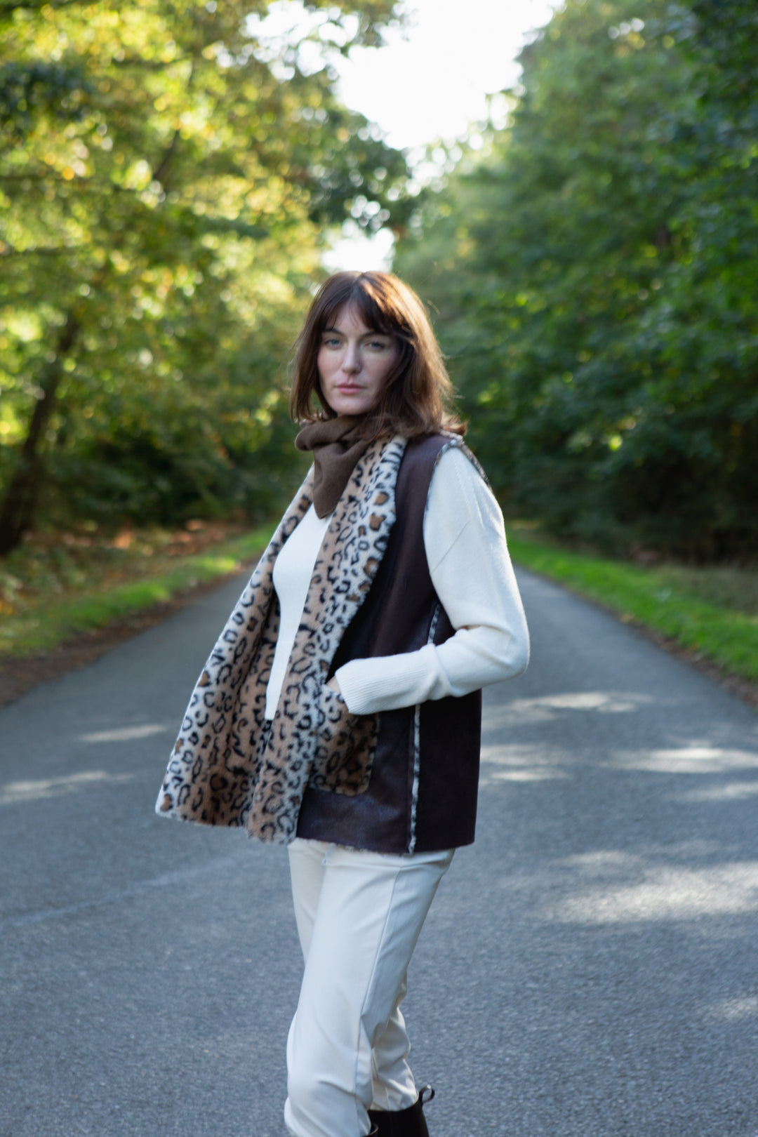Faux Fur Leopard Print Gilet
