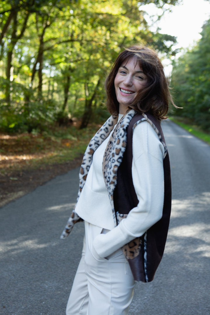 Faux Fur Leopard Print Gilet