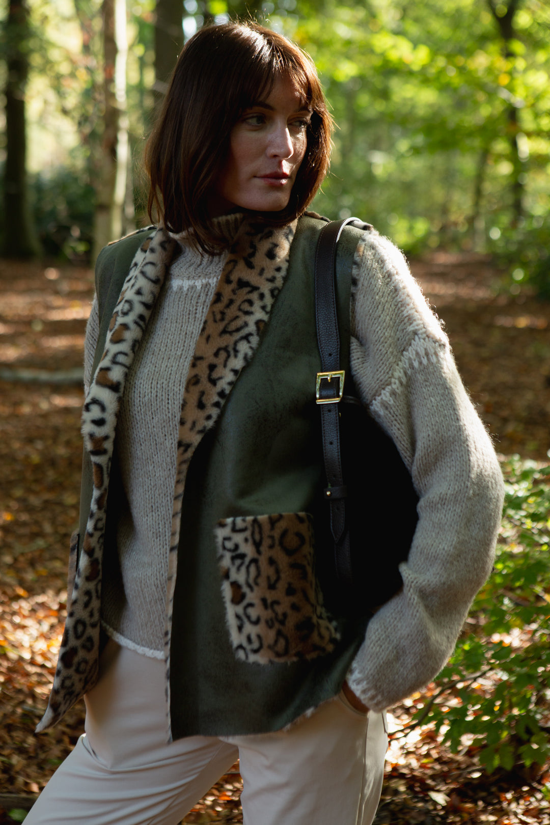 Faux Fur Leopard Print Gilet