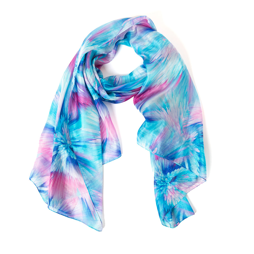 The Floral Fade silk scarf which can be worn in so many different ways to make a fashion statement