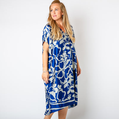 Floral Satin Kaftan Dress