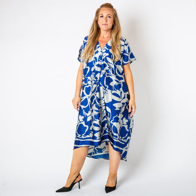 Floral Satin Kaftan Dress