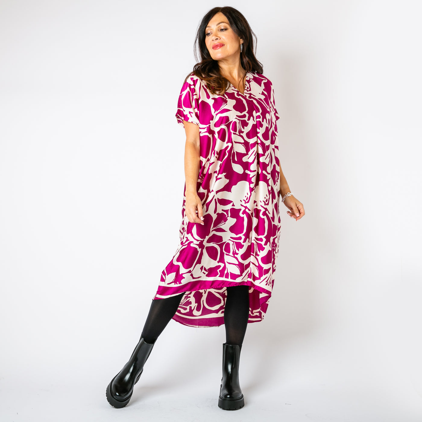 Floral Satin Kaftan Dress