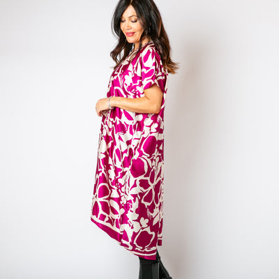 Floral Satin Kaftan Dress