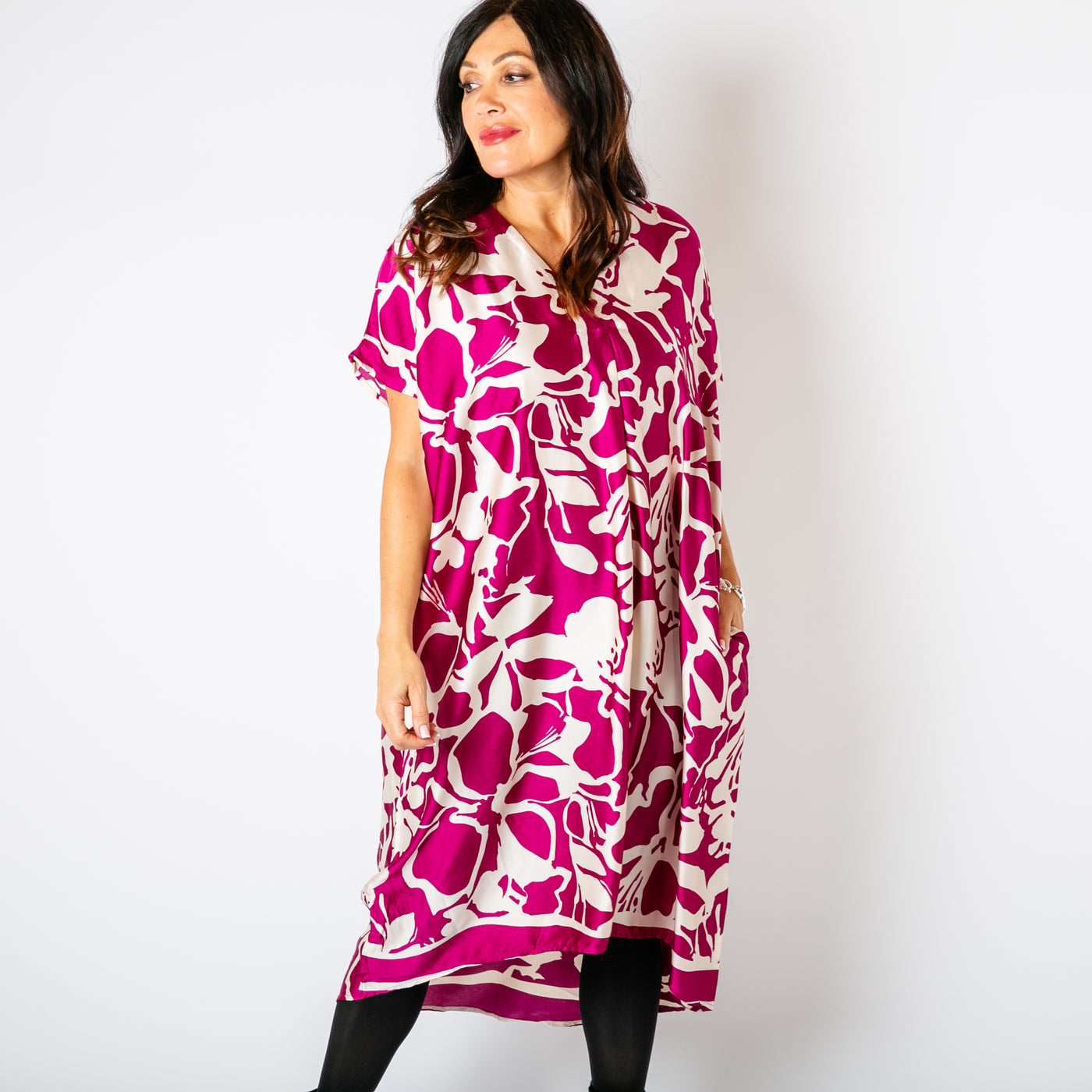 Floral Satin Kaftan Dress