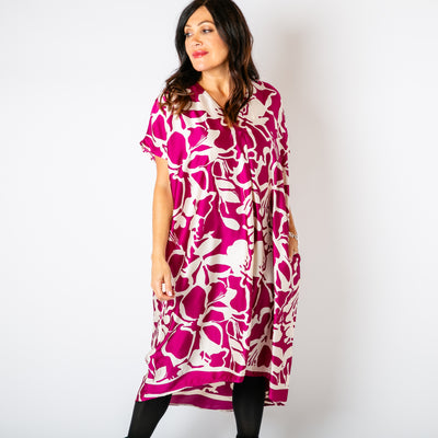 Floral Satin Kaftan Dress