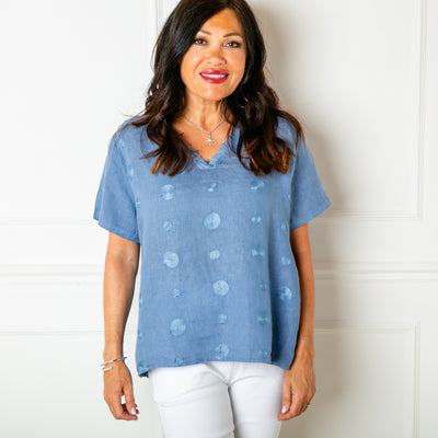 Frill V-Neck Linen Top