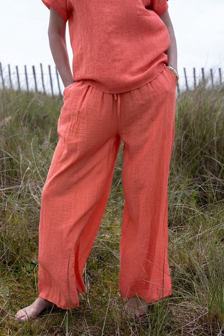 Crinkle Tie Waist Trousers