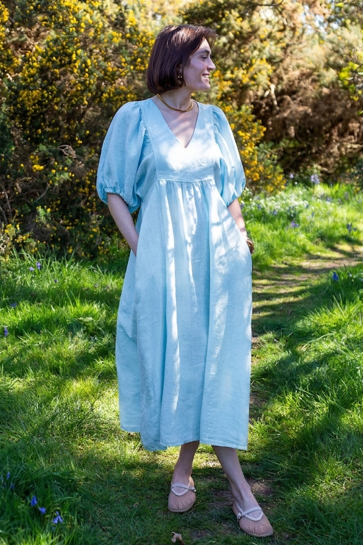 Livie Puff Sleeve Linen Dress