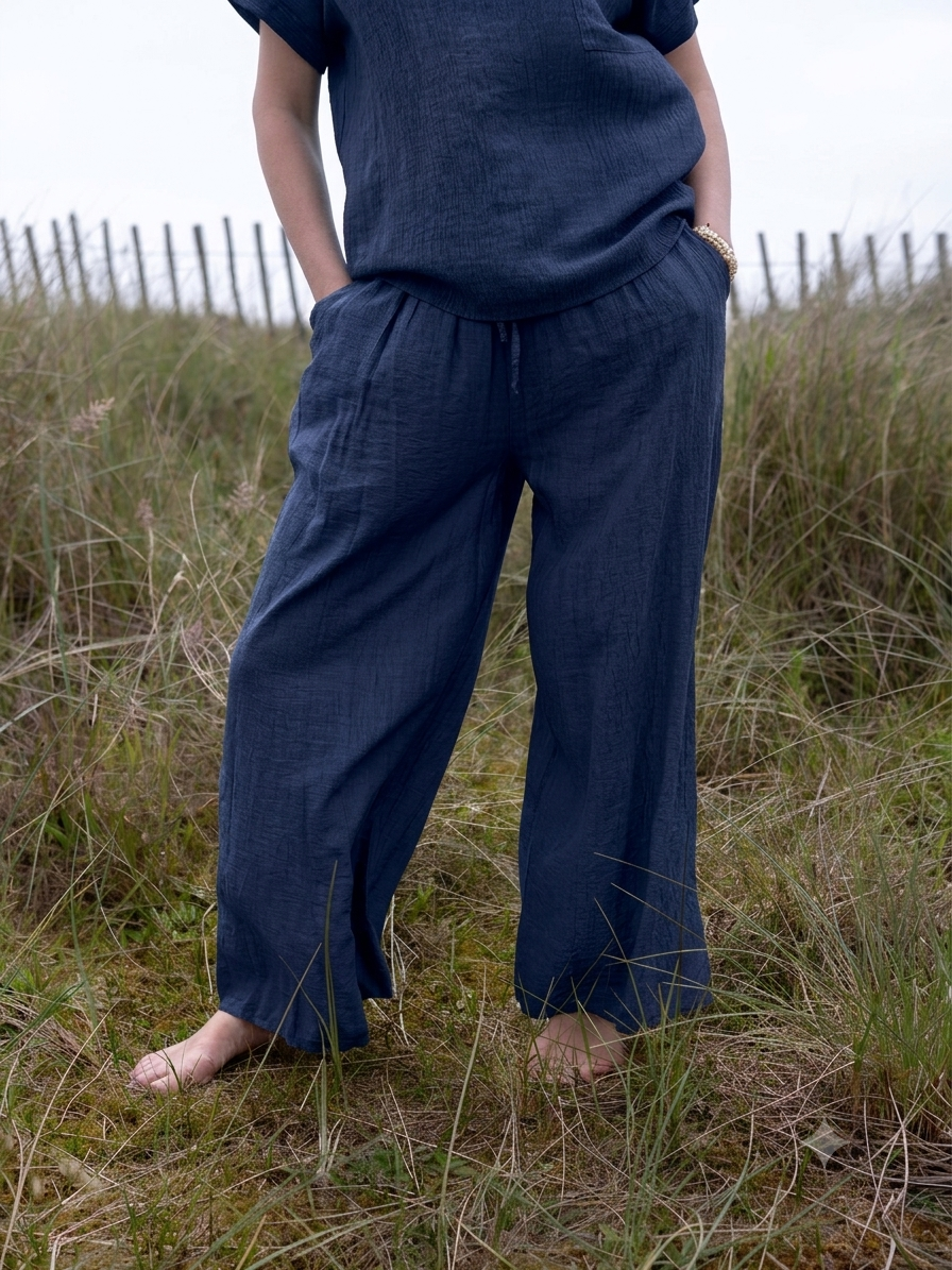 Crinkle Tie Waist Trousers