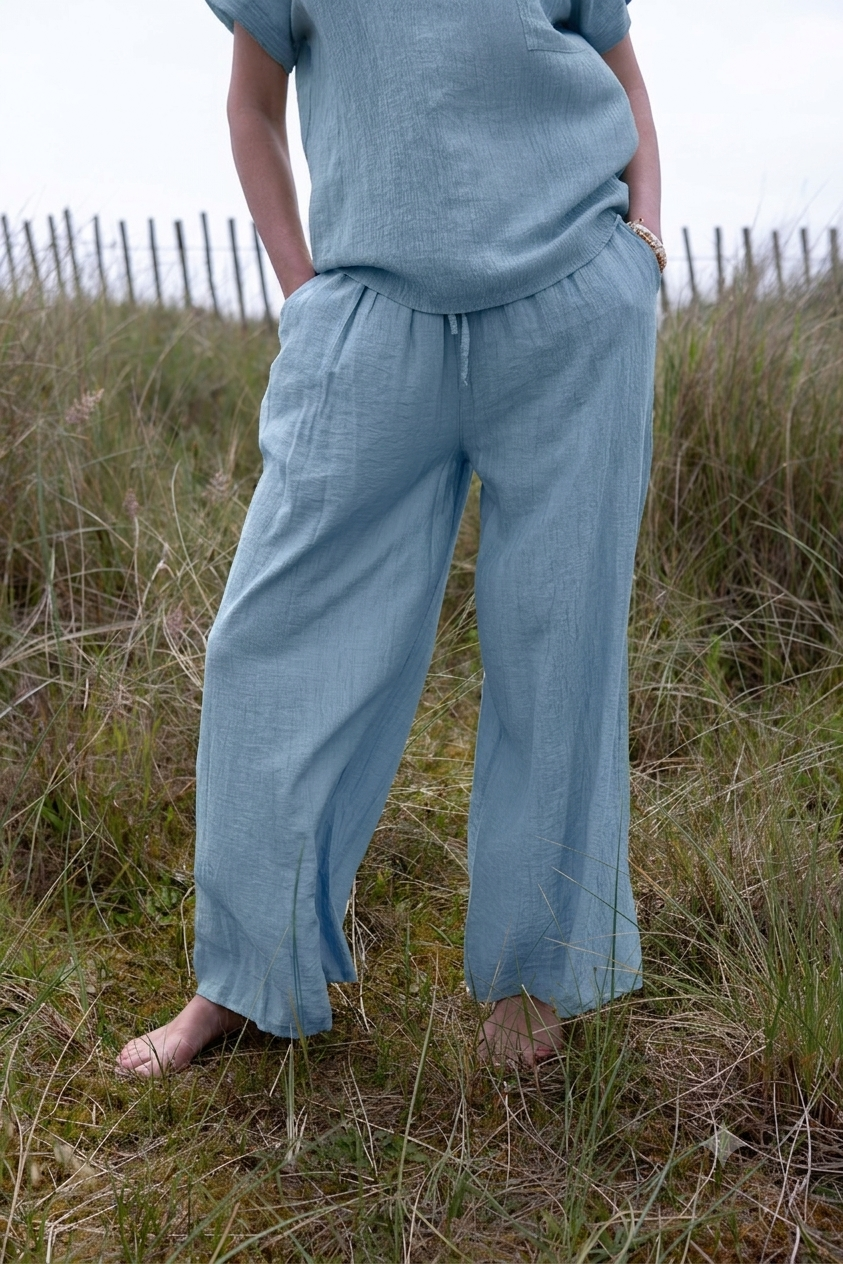 Crinkle Tie Waist Trousers