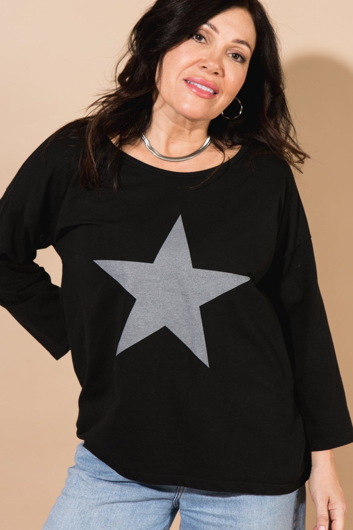 3/4 Sleeve Star Sweatshirt