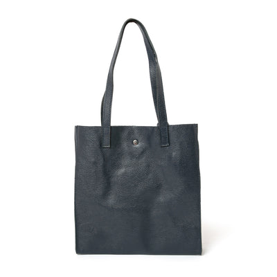 The navy blue Havana Leather Tote Bag with a press stud fastening