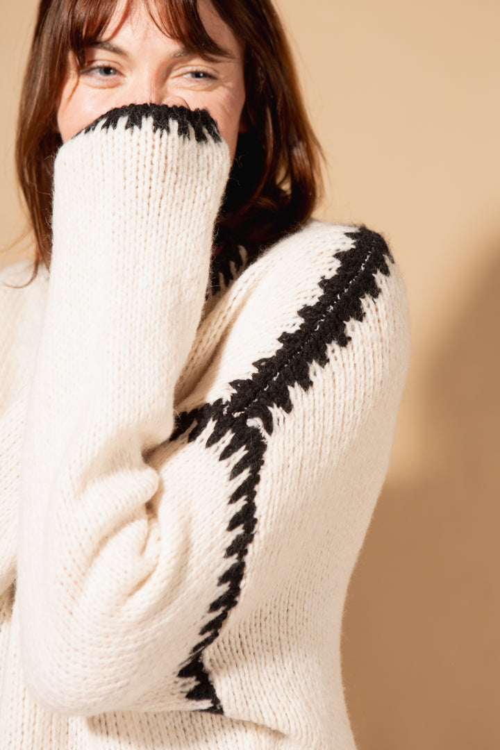 High Neck Contrast Stitch Jumper