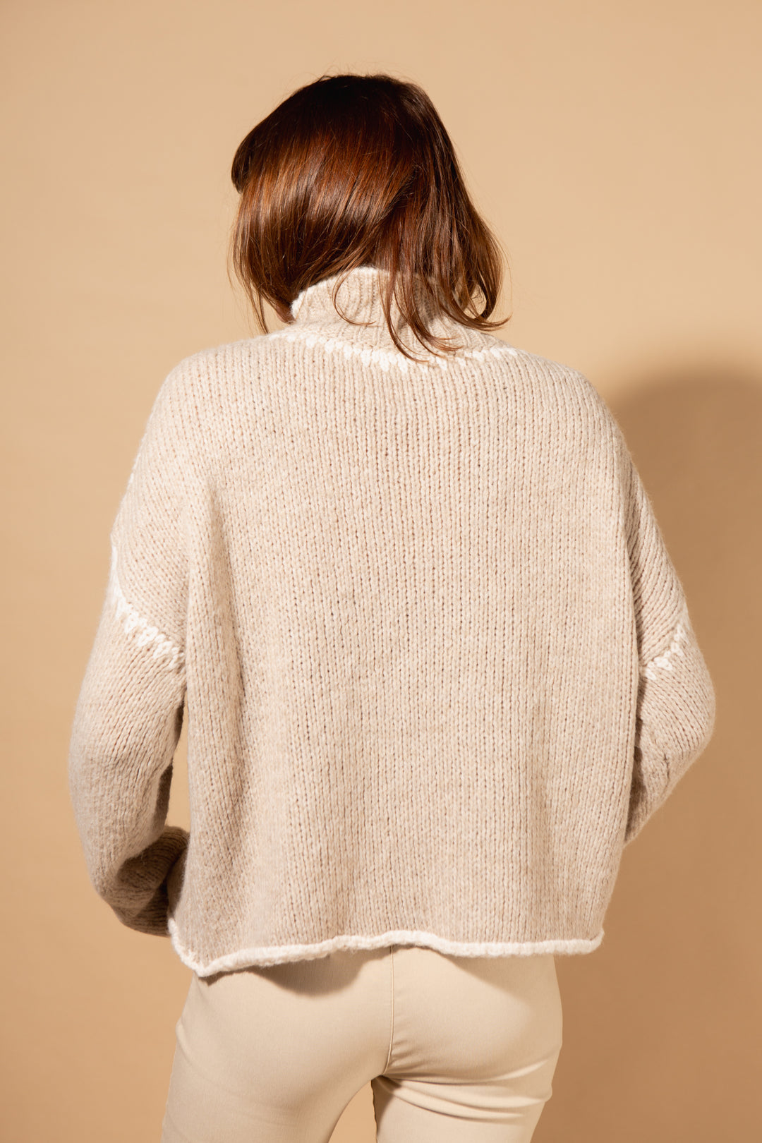 High Neck Contrast Stitch Jumper
