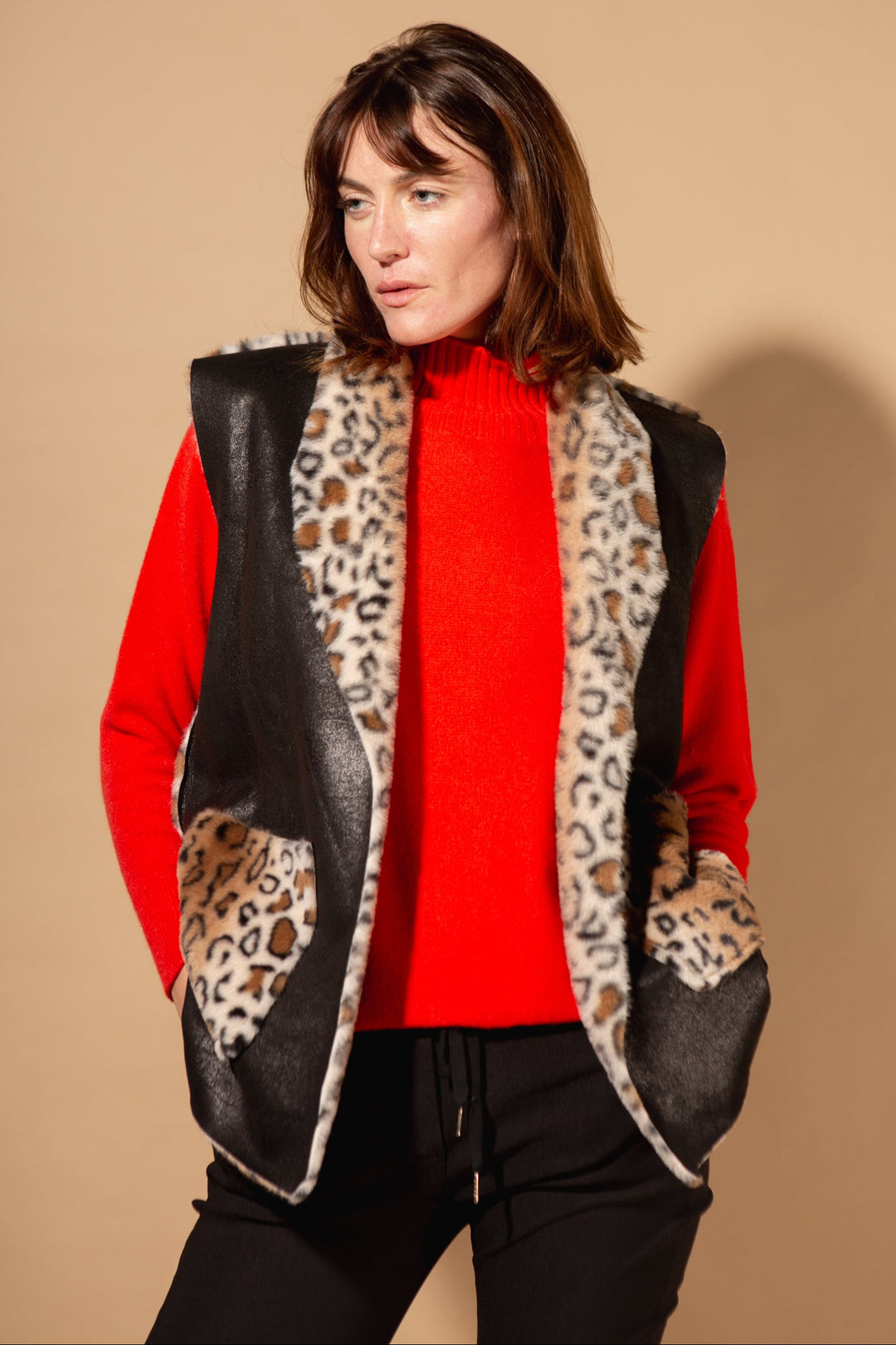 Faux Fur Leopard Print Gilet
