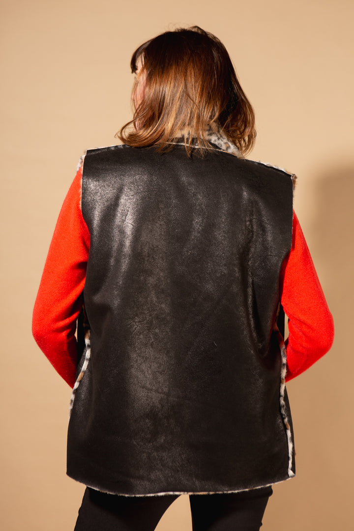 Faux Fur Leopard Print Gilet
