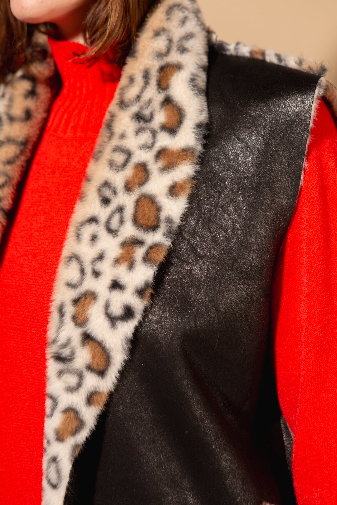 Faux Fur Leopard Print Gilet