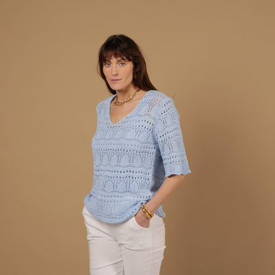 Crochet V Neck Top