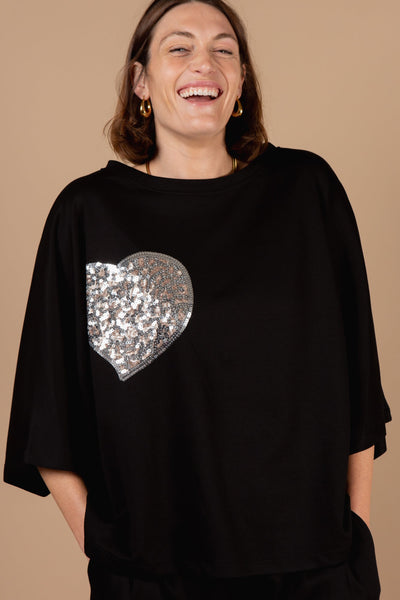 Sequin Leopard Heart Top